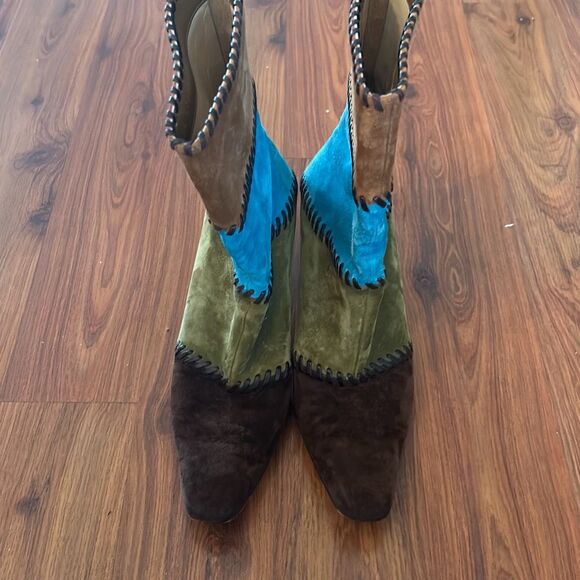 Salvador Ferragamo multicolor suede boots 7.5 - Picture 2 of 9